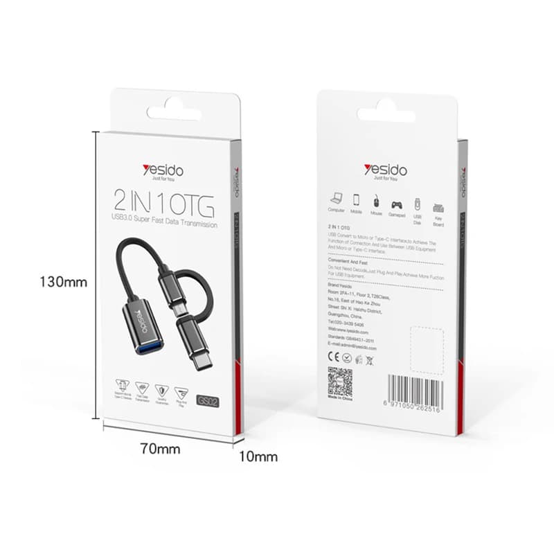 مبدل OTG microUSB/ USB-C به USB 3.0 یسیدو مدل GS02 کدm20907 — تصویر ۶