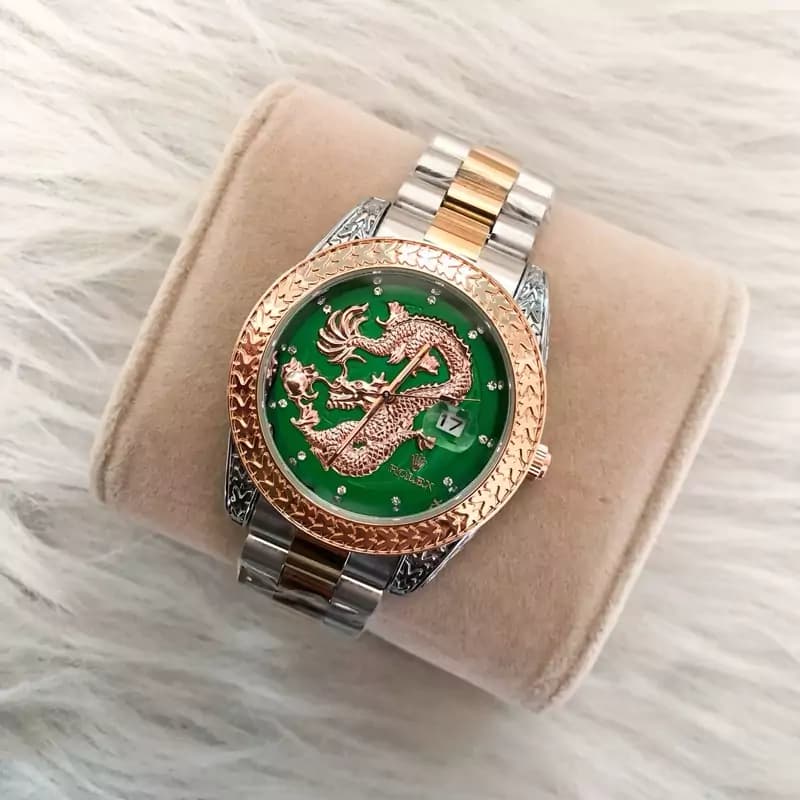 ساعت رولکس مردانه طرح اژدها Rolex Dragon کد 5001 (صفحه سبز) — تصویر ۲