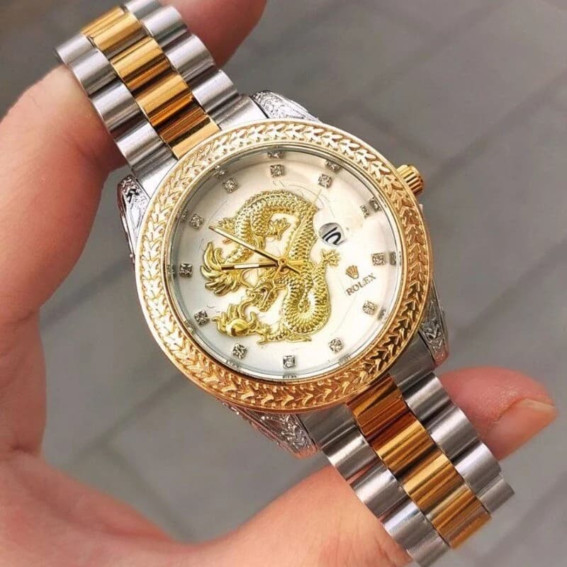 ساعت رولکس مردانه طرح اژدها Rolex Dragon کد 5001 (صفحه سفید)