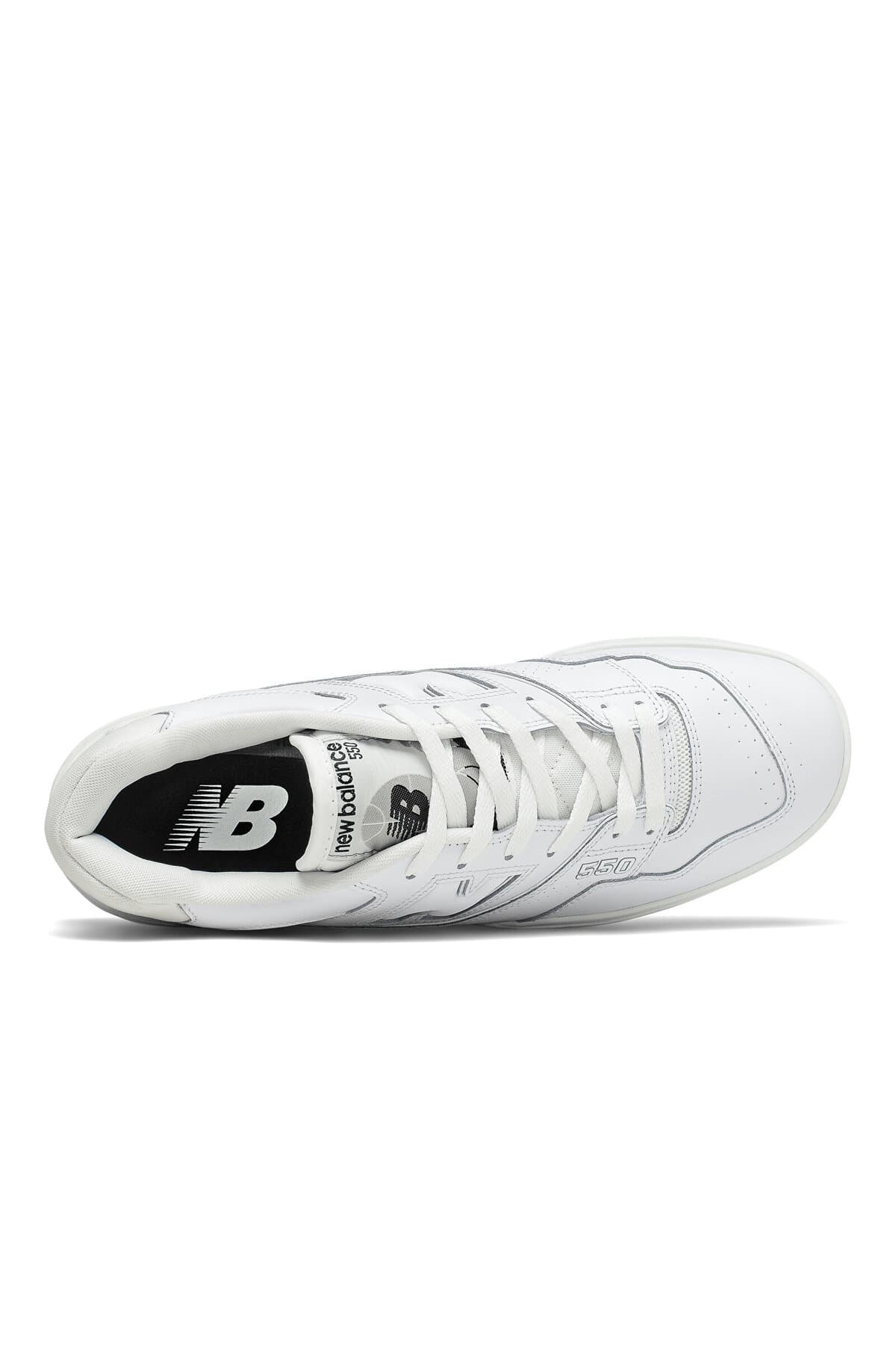 کفش اسنیکر نیو بالانس مردانه چرم مصنوعی سفید بیسیک طرح دار کژوال/روزمره | New Balance BB550PB1 VN — تصویر ۳