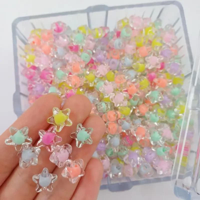 مهره رنگی شفاف ستاره ریز (20 گرمی)