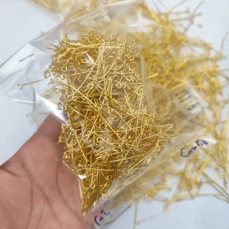 میخ ته گرد طلایی 3.5سانت(20گرمی)عمده و جزئی — تصویر ۳