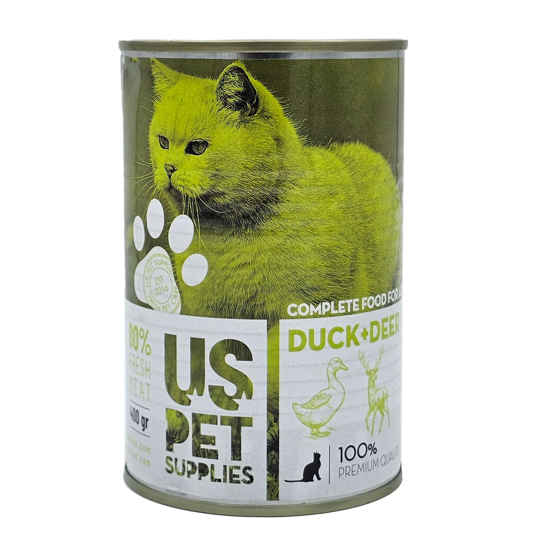 کنسرو گربه نچرال یو اس پت اردک و گوزن 400g US PET