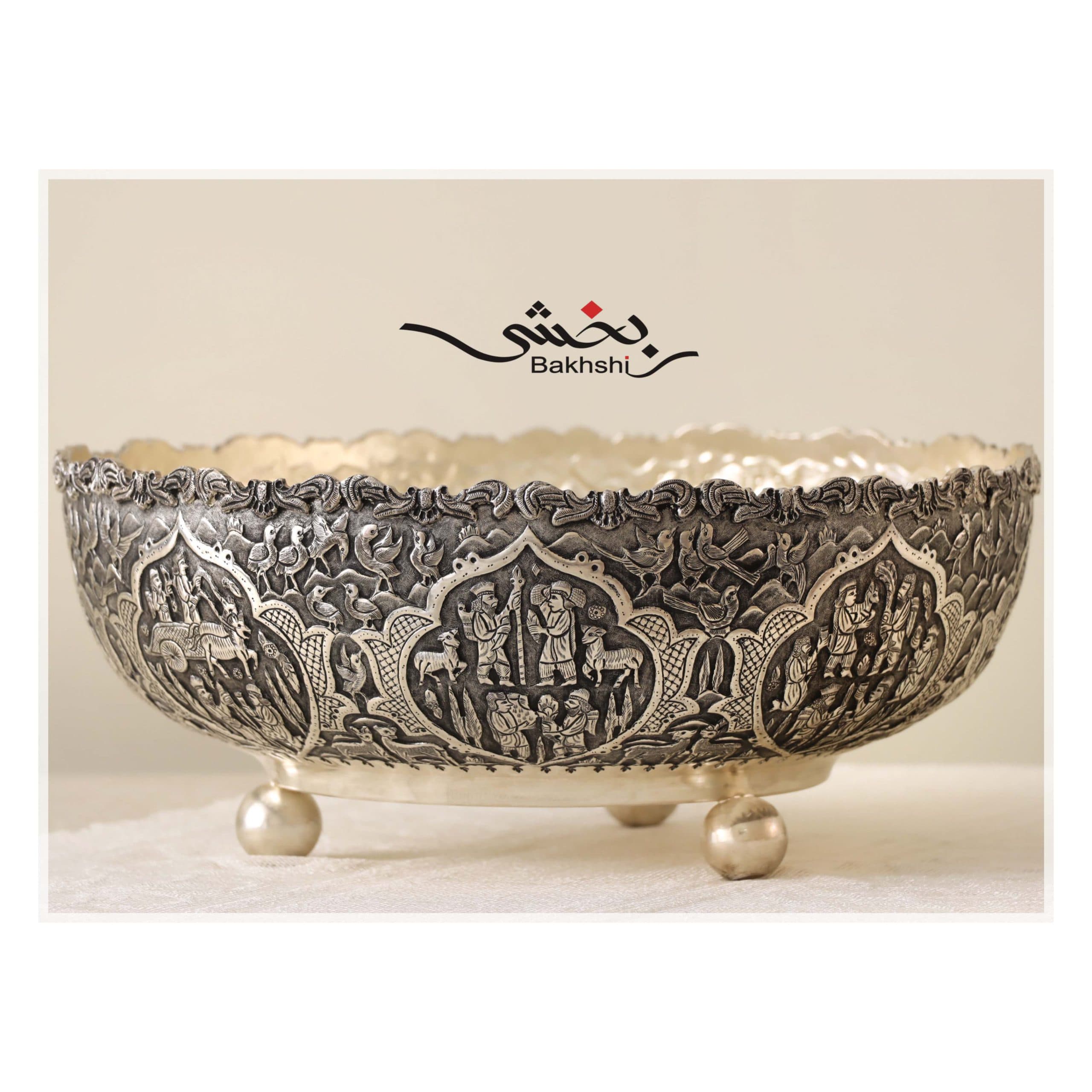 میوه خوری نقره گرد تخت جمشید _ عیار 90% _ 1334 گرم