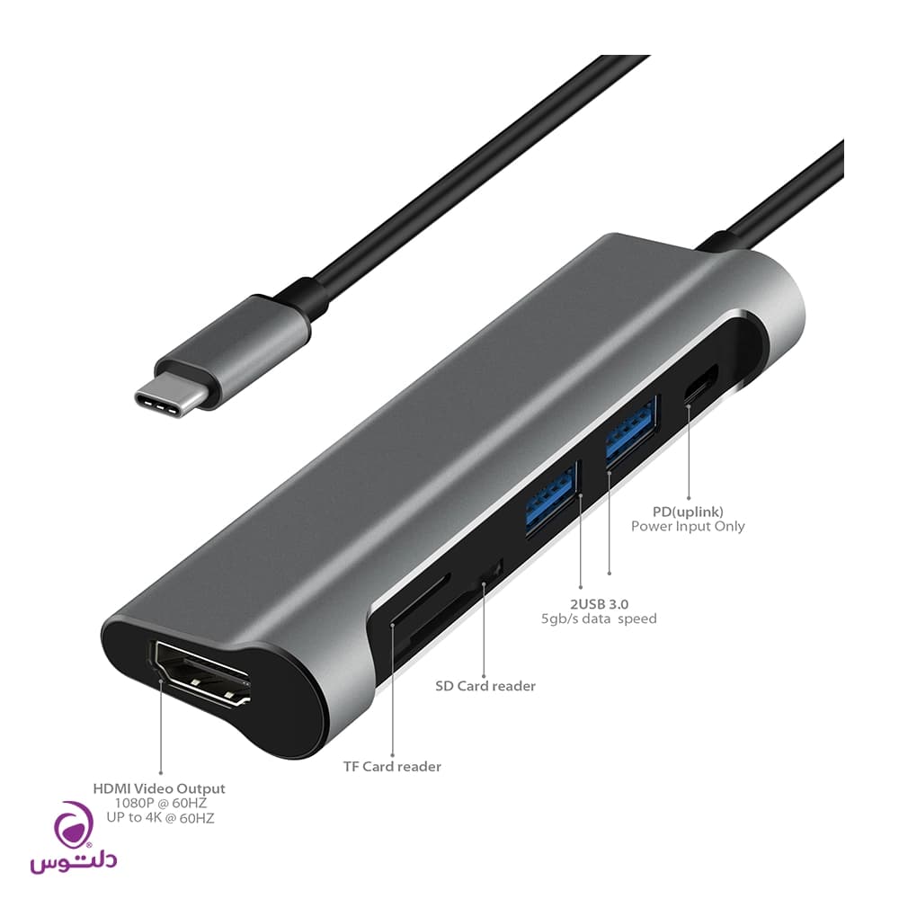 هاب 6 پورت USB-C جی سی پال مدل JCP6217 — تصویر ۵