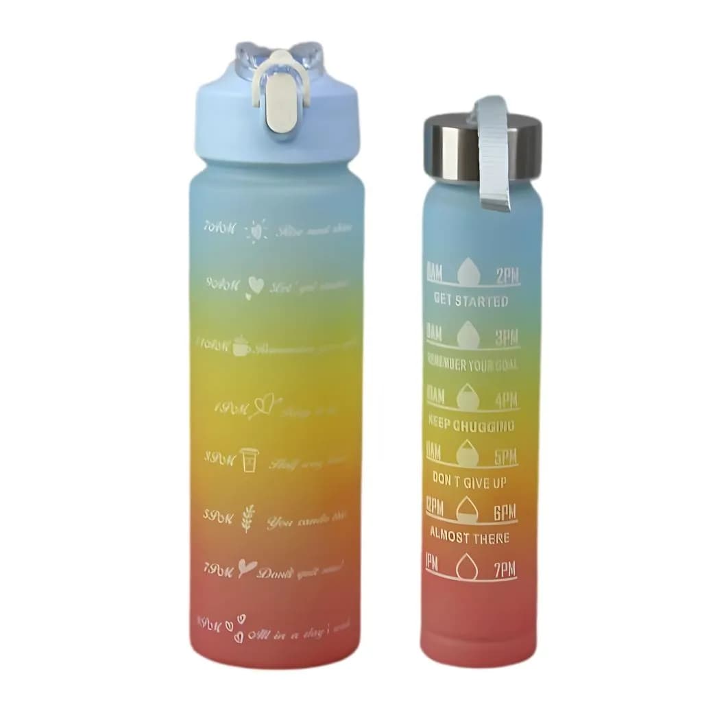 قمقمه دو قلو مدل آبرنگی قفل دار گنجایش 800ml کد 5981 — تصویر ۲
