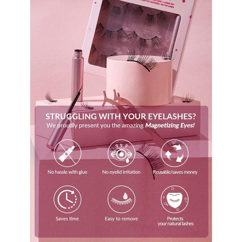 ست مژه مصنوعی و خط چشم مگنتی شیگلم SHEGLAM مدل Magnetizing Eyes Sexy & Segmented Lash + Liner Set — تصویر ۵