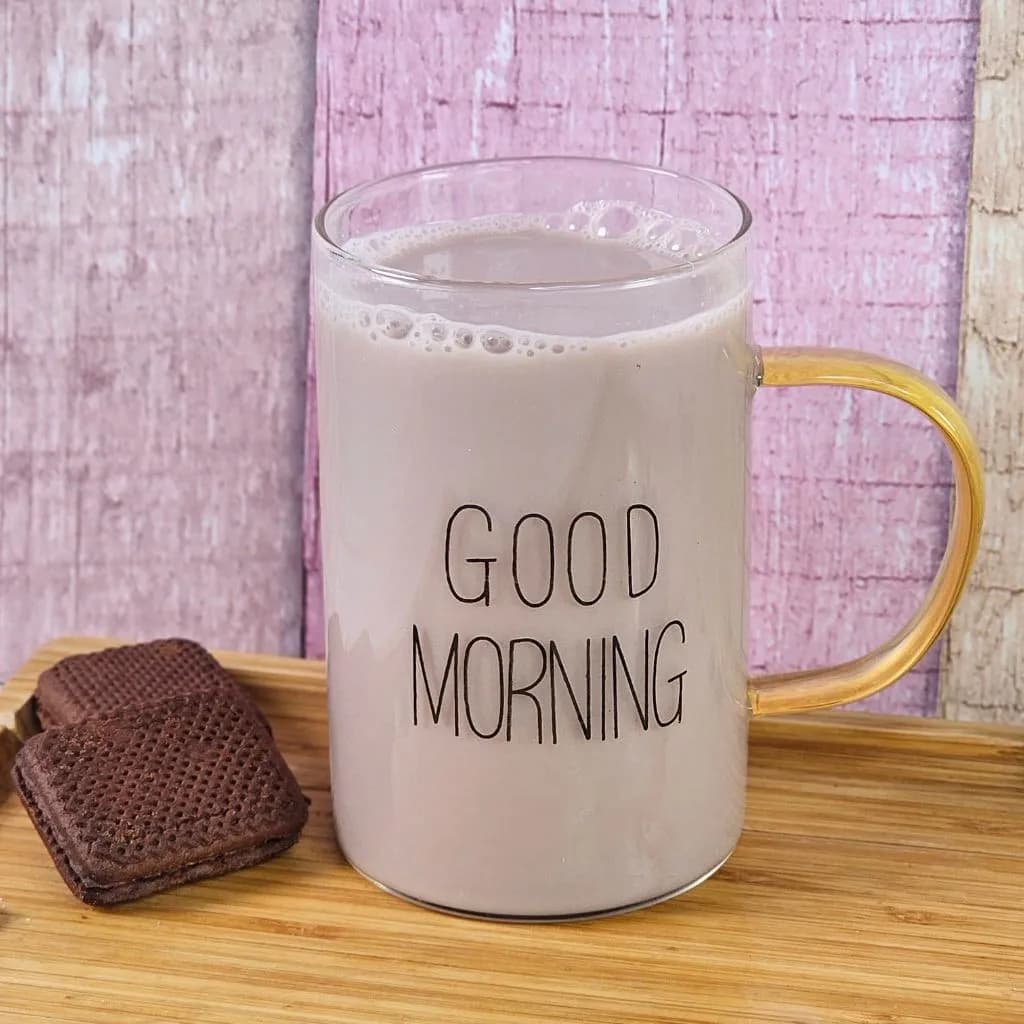 لیوان پیرکس مدل good morning دسته زرد کد m228 — تصویر ۲