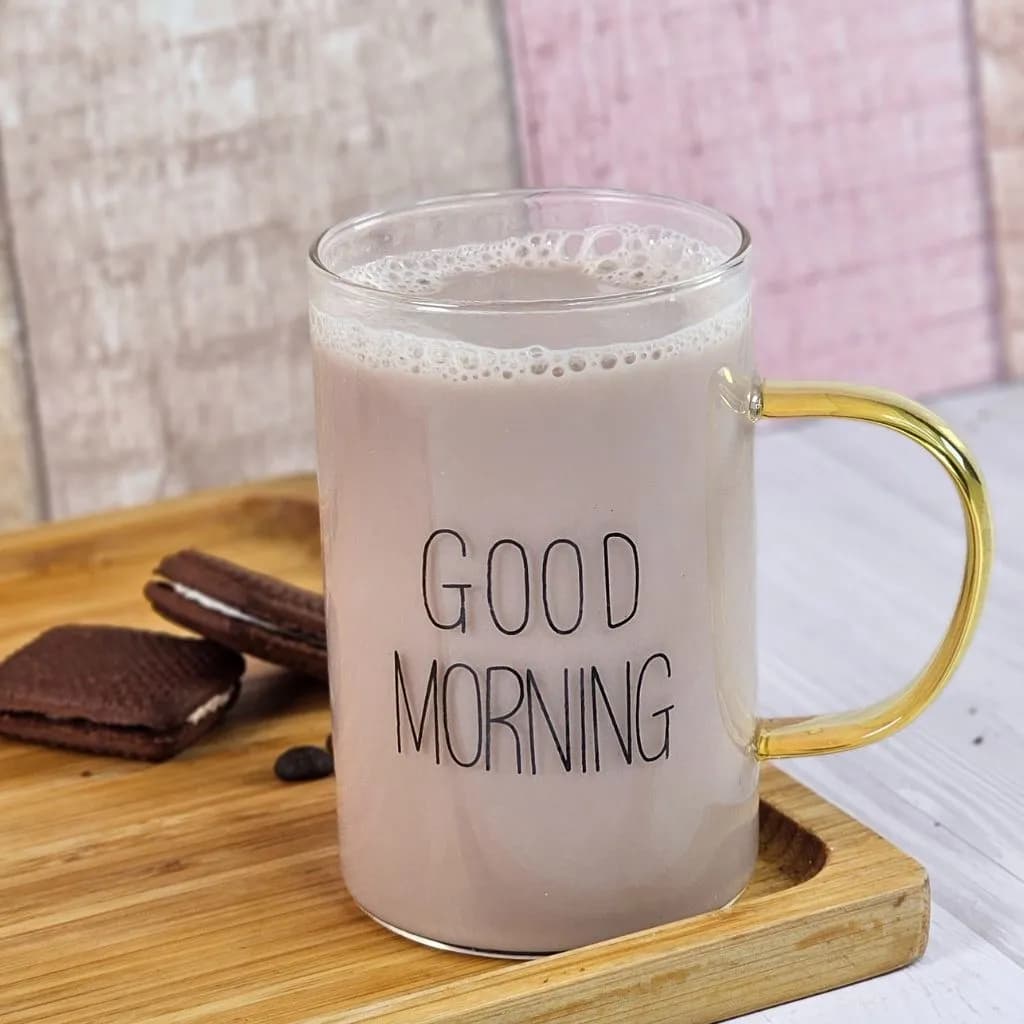 لیوان پیرکس مدل good morning دسته زرد کد m228 — تصویر ۴
