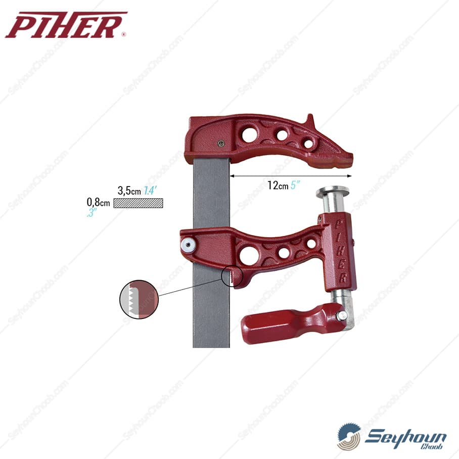 پیچ دستی 100×12 سانتی متر پیهر مدل PIHER 600100 — تصویر ۳