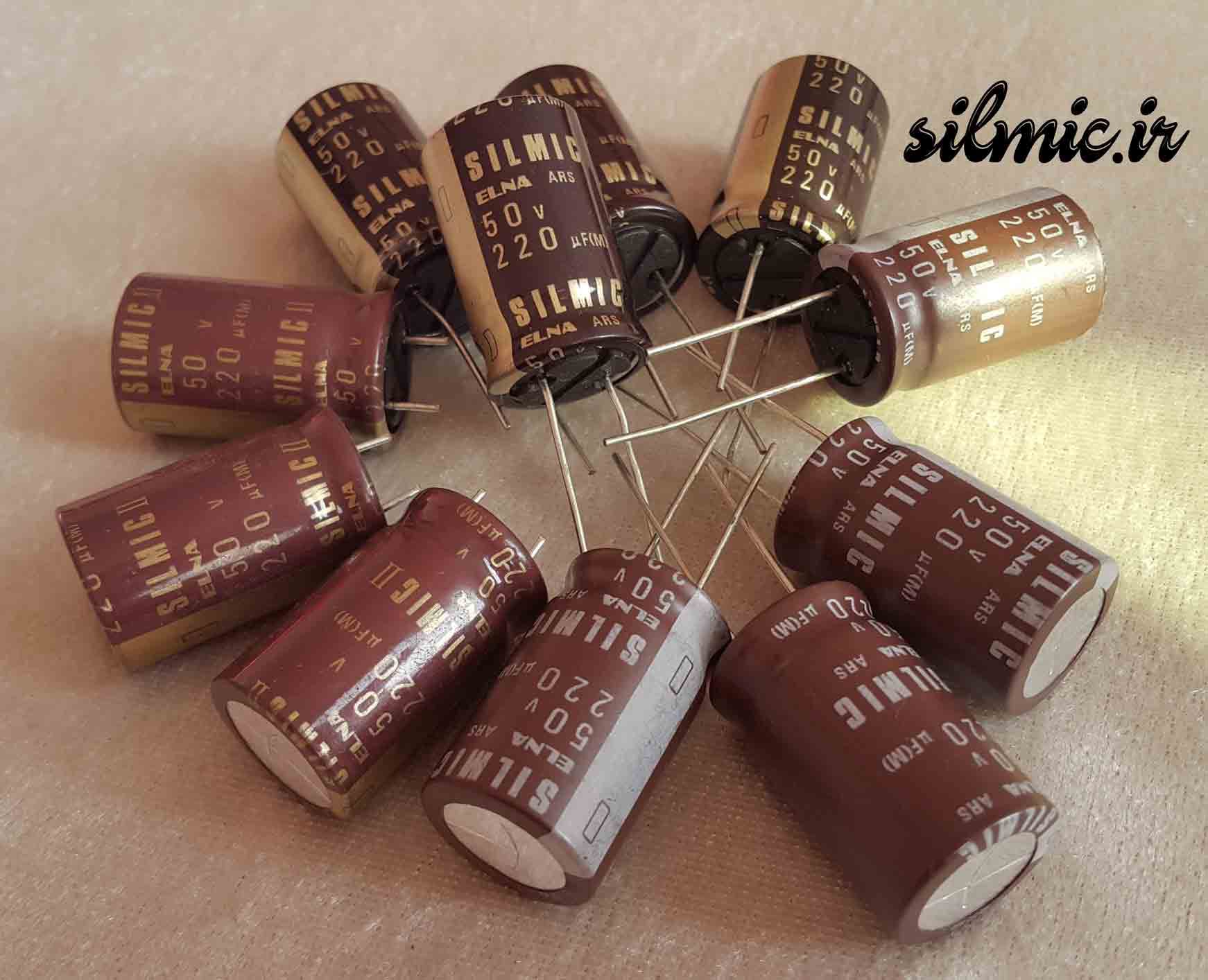 خازن سیلمیک 220 میکرو فاراد 50 ولت ELNA های گرید صوتی RFS ( SILMICII ) — تصویر ۳