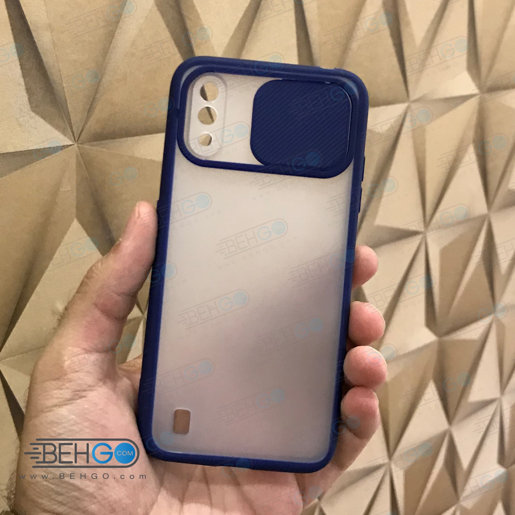 قاب A01 کاور پشت مات محافظ لنزدار کشویی گارد A01 با محافظ لنز دوربین گوشی سامسونگ Lens Slider Case For Samsung A01 — تصویر ۳