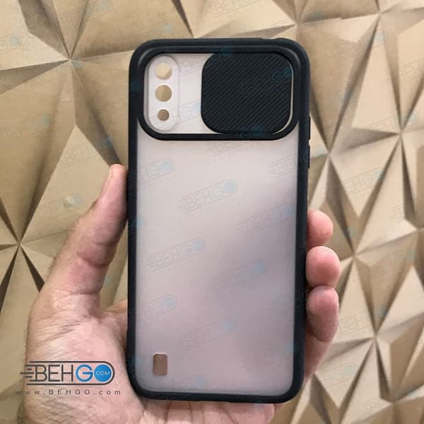 قاب A01 کاور پشت مات محافظ لنزدار کشویی گارد A01 با محافظ لنز دوربین گوشی سامسونگ Lens Slider Case For Samsung A01 — تصویر ۲