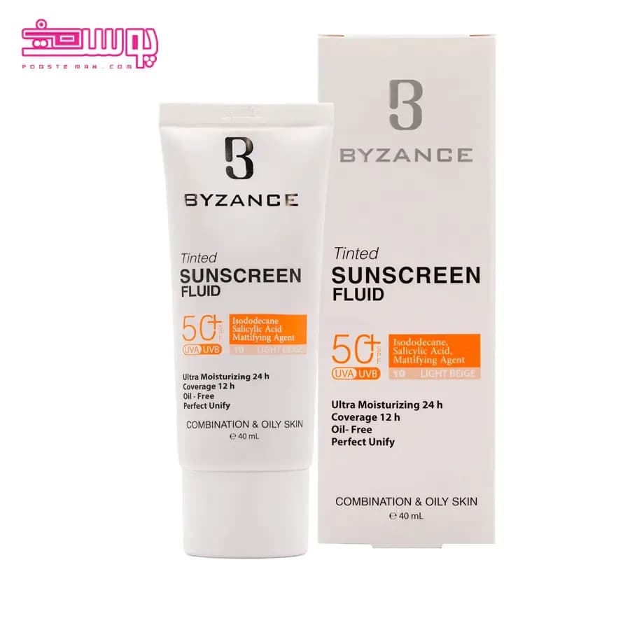 فلوئید ضد آفتاب رنگی بیزانس SPF 50 حجم 40ml — تصویر ۲