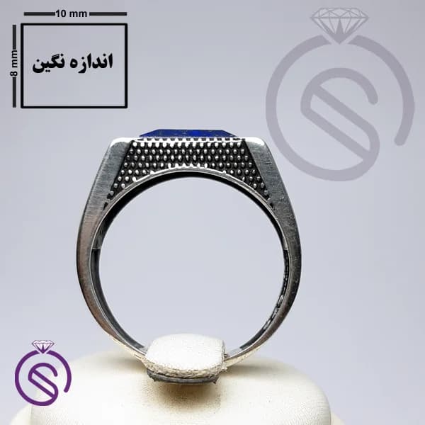 انگشتر نقره لاجورد مردانه مدل کریستوفر کد 62280 — تصویر ۴