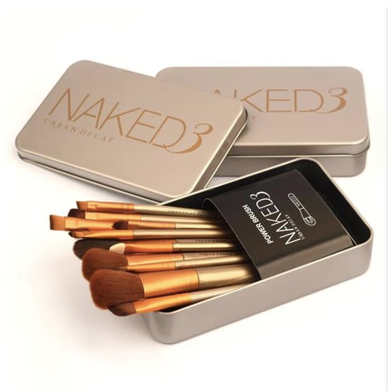 ست براش آرایشی 12 عددی ناکد یا نیکد 3 جعبه فلزی naked3 — تصویر ۲