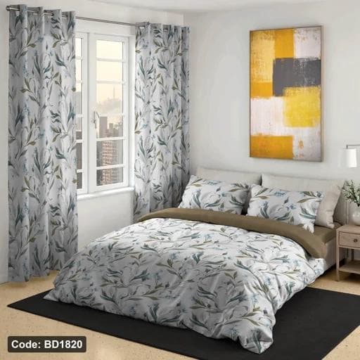 ست کامل ژورنالی روتختی دونفره 6 تیکه برگی کد BD1820 (پس کرایه)