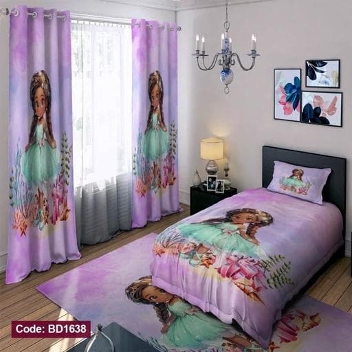 ست کامل ژورنالی رو تختی چاپی دخترانه پرنسس bd1638 (پس کرایه)