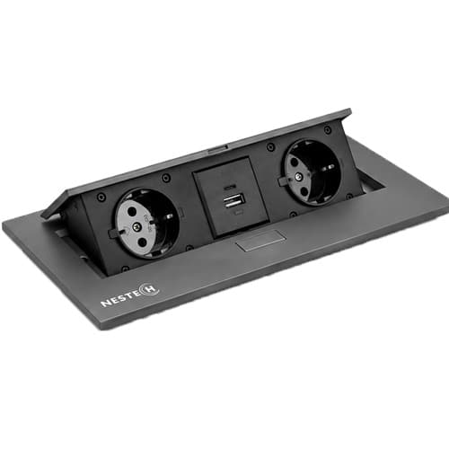 پریز رو میزی نستک سری کامپکت مدل دو پریز و USB — تصویر ۲