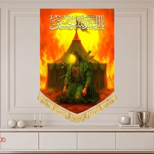 کتیبه مخمل عمودی خیمه گاه و شهادت امام حسین(ع)