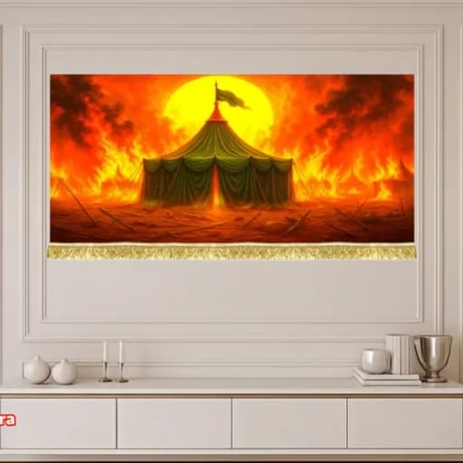 کتیبه مخمل نقاشی خیمه سوخته امام حسین(ع)