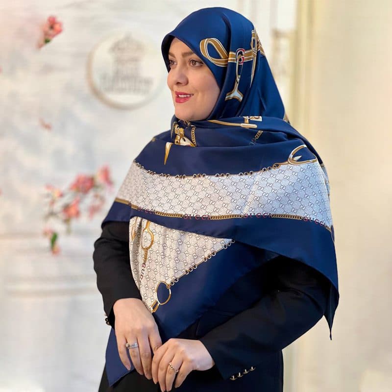 روسری توییل ابریشم مجلسی اعلا رنگ سورمه ای