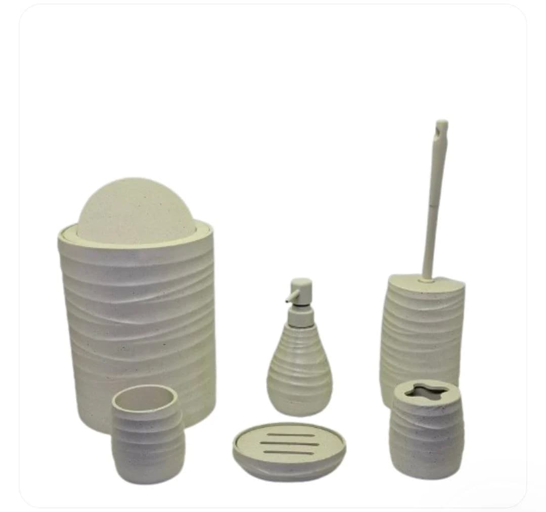 ست سرویس بهداشتی 6 پارچه وارداتی کد 2502 رنگ کرم