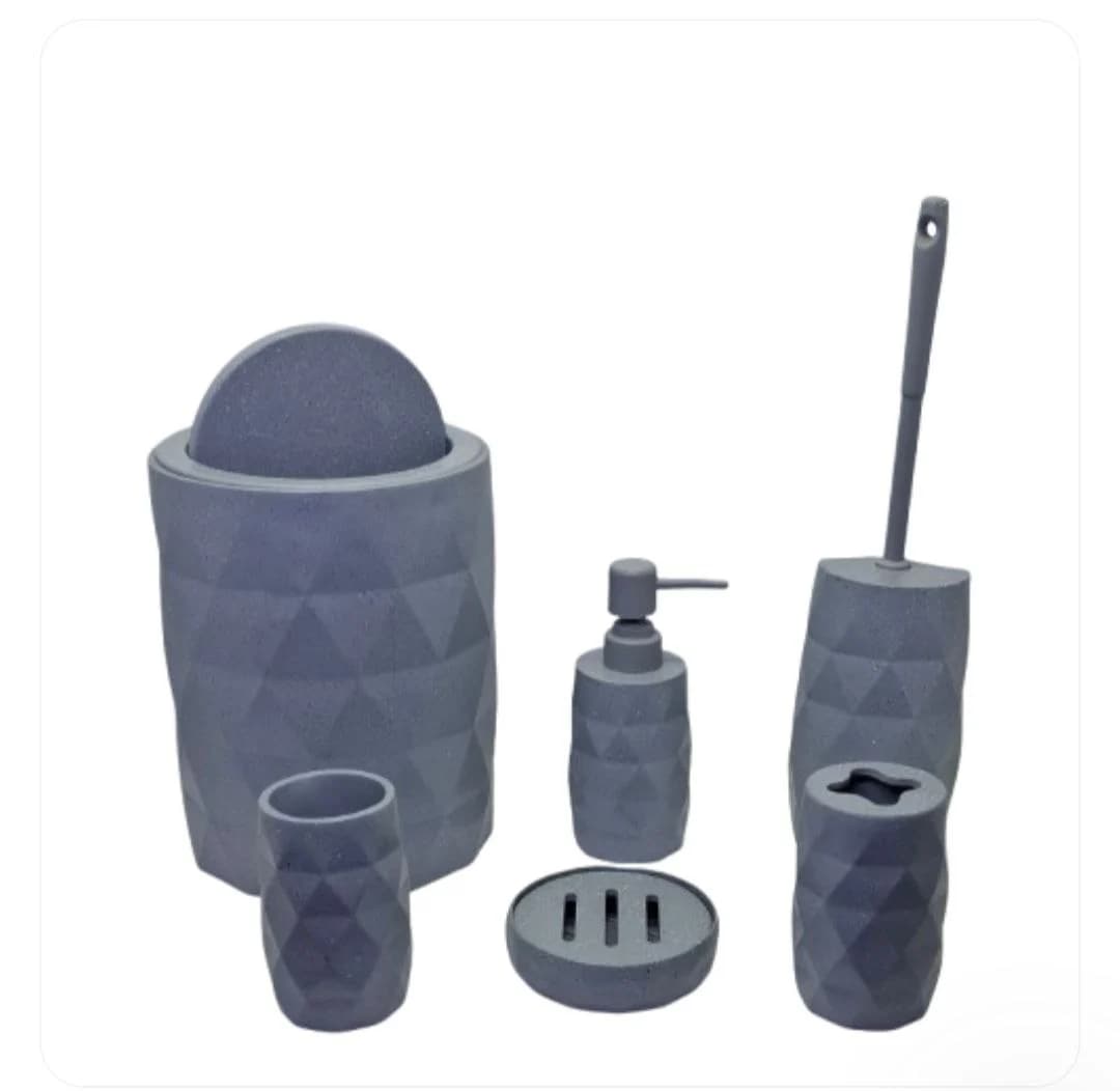 ست سرویس بهداشتی 6 پارچه وارداتی کد 2501 رنگ طوسی