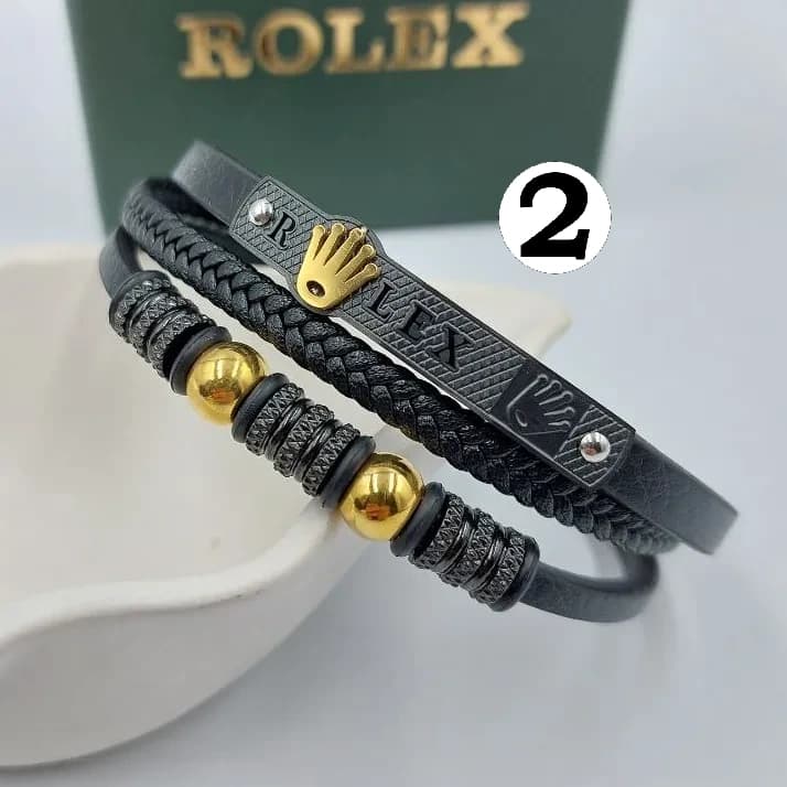 دستبند چرمی رولکس rolex مردانه قفل مگنتی کلاسیک در 6 مدل کد zmp 246596 — تصویر ۴