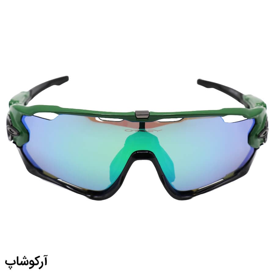 عینک ورزشی اوکلی با فریم سبز رنگ، 5 کاور لنز قابل تعویض و تجهیزات کامل مدل OO9290-YW25 — تصویر ۳