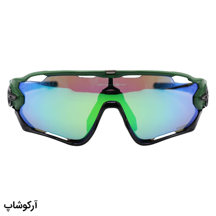 عینک ورزشی اوکلی با فریم سبز رنگ، 5 کاور لنز قابل تعویض و تجهیزات کامل مدل OO9290-YW25 — تصویر ۴