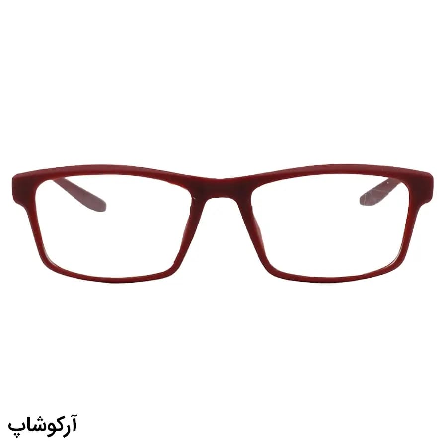 عینک مطالعه نزدیک بین نمره +1.00 با فریم زرشکی مات و روشن، شکل مستطیلی و دسته فنردار مدل XS5022 — تصویر ۲