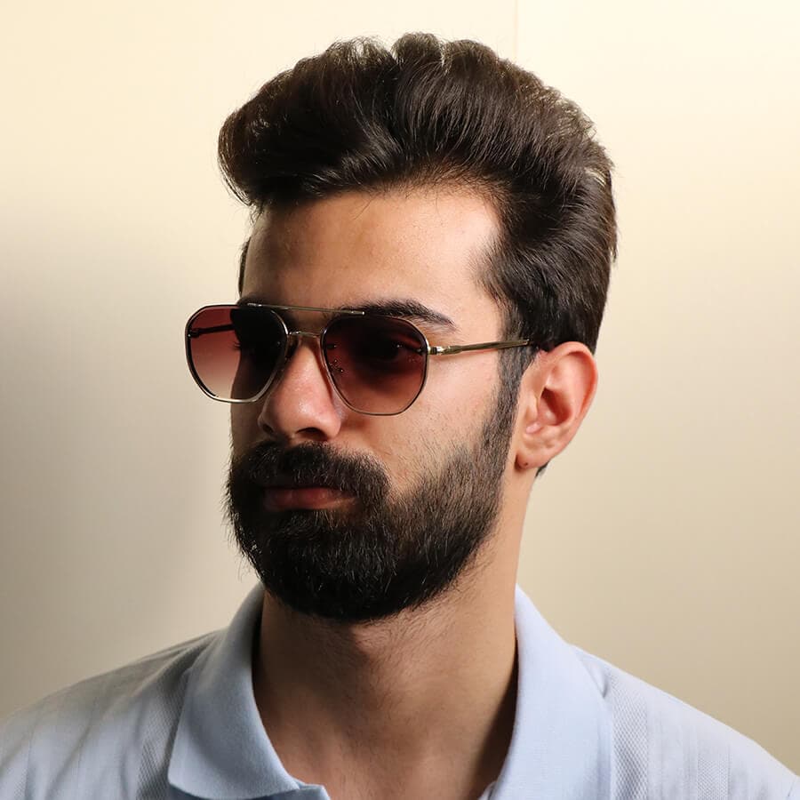 عینک آفتابی DITIAI با فریم فلزی، شکل خلبانی و رنگ طلایی و لنز قهوهای سایه روشن مدل 9682 — تصویر ۲