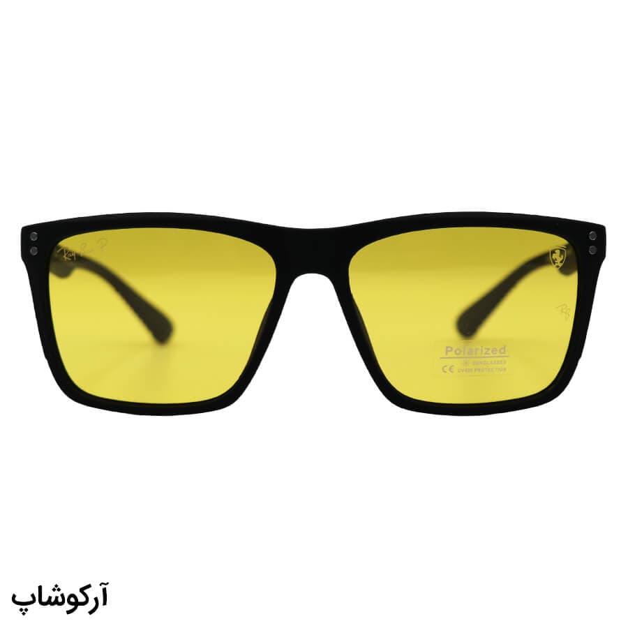 عینک دید در شب پلاریزه Ray-Ban با فریم رنگ مشکی مات، شکل مربعی و لنز زرد رنگ مدل P5102 — تصویر ۲