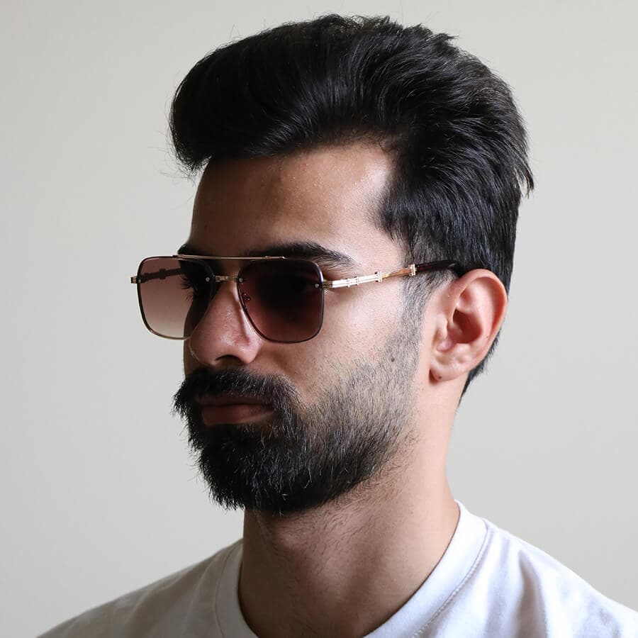 عینک آفتابی Aedoll با فریم طلایی رنگ، شکل مربعی و عدسی قهوه ای سایه روشن مدل 6074 — تصویر ۸