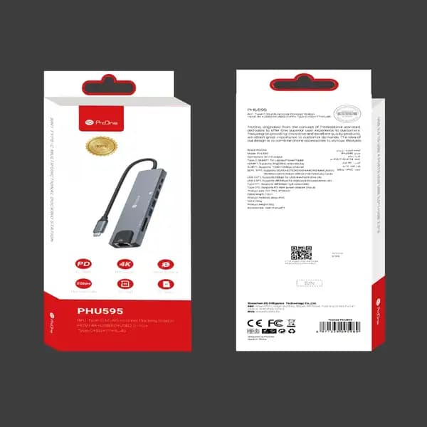 هاب تایپ سی 8 پورت پرووان مدل ProOne PHU595 8in1 Type-C Multifunctional Docking Station — تصویر ۳