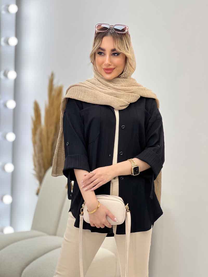 شومیز کراش آستین بند دار کد 4480 — تصویر ۸