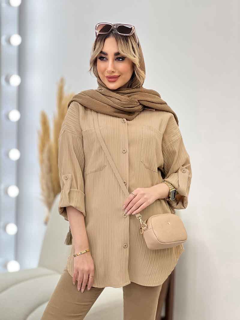 شومیز کراش آستین بند دار کد 4480 — تصویر ۲