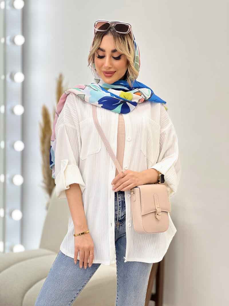 شومیز کراش آستین بند دار کد 4480 — تصویر ۶
