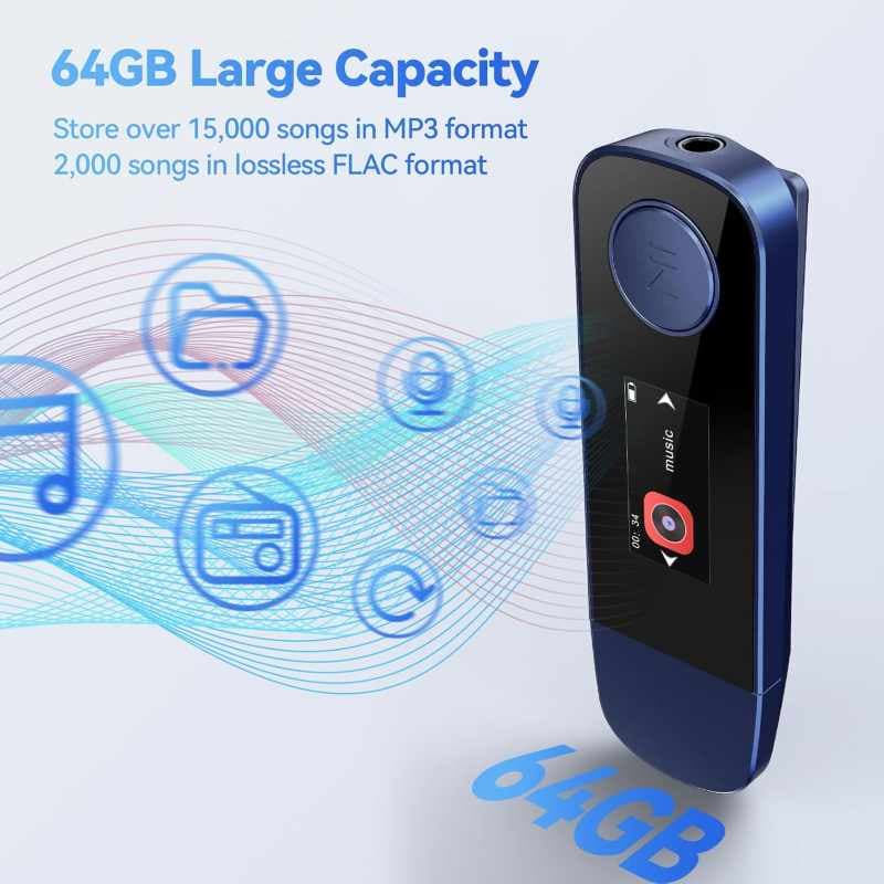 پخش کننده MP3 برند AGPTEK مدلU5PL با ظرفیت 64 گیگابایت USB و بلوتوث — تصویر ۷
