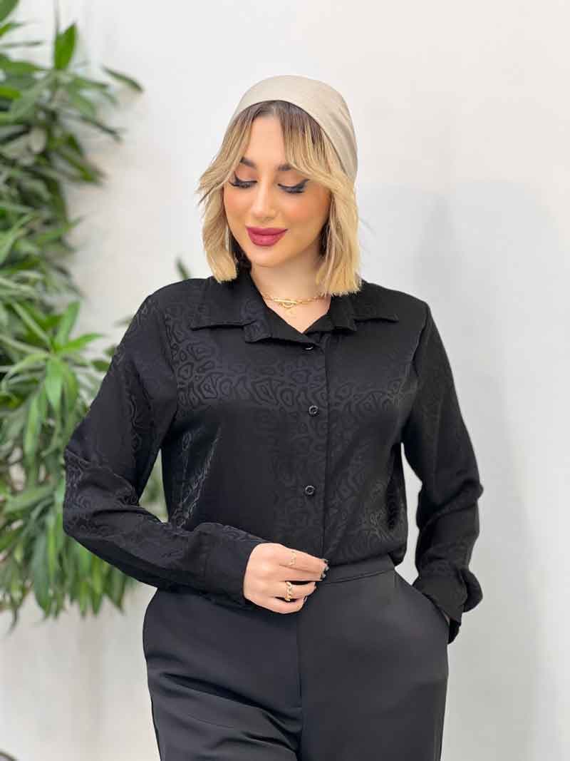 شومیز ساتن طرح دار کد 4301 — تصویر ۷