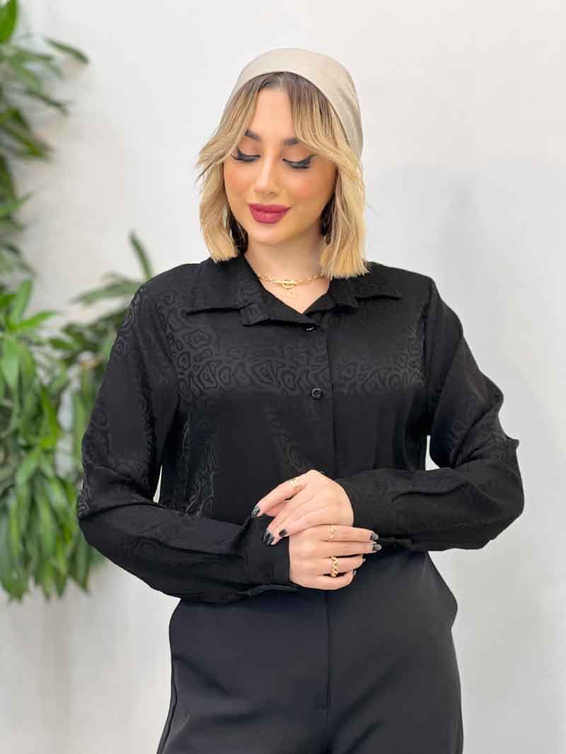 شومیز ساتن طرح دار کد 4301 — تصویر ۵