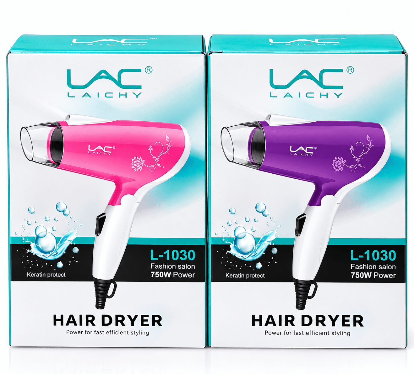 سشوار مسافرتی و سالنی لایچی مدل L-1030 توان 750 وات اصل سیستم محافظ کراتین | LAC LAICHY L-1030 750W Hair Dryer Keratin Protect — تصویر ۲