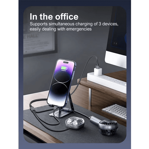 کابل 3 سر Ldnio مدل LC97U با توان 100 وات و طول 1.2 متر — تصویر ۵