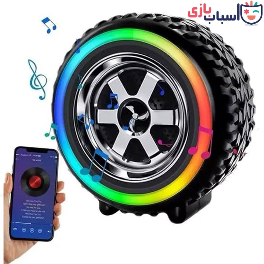 اسپیکر بلوتوث دار شارژی طرح لاستیک 2389 — تصویر ۲