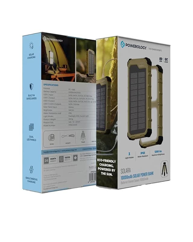 پاوربانک خورشیدی 20000 میلی آمپر پاورولوژی Powerology Solara Solar 20000mAh Power Bank PPBCHA99KH — تصویر ۴
