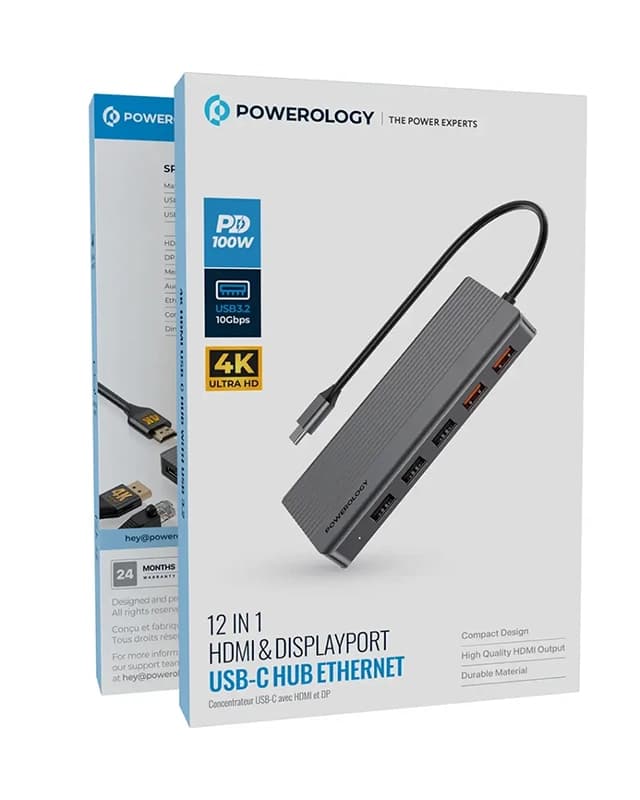 هاب دیتا 12 پورت پاورولوژی Powerology 12-In-1 USB-C HUB P121HBCGY — تصویر ۴
