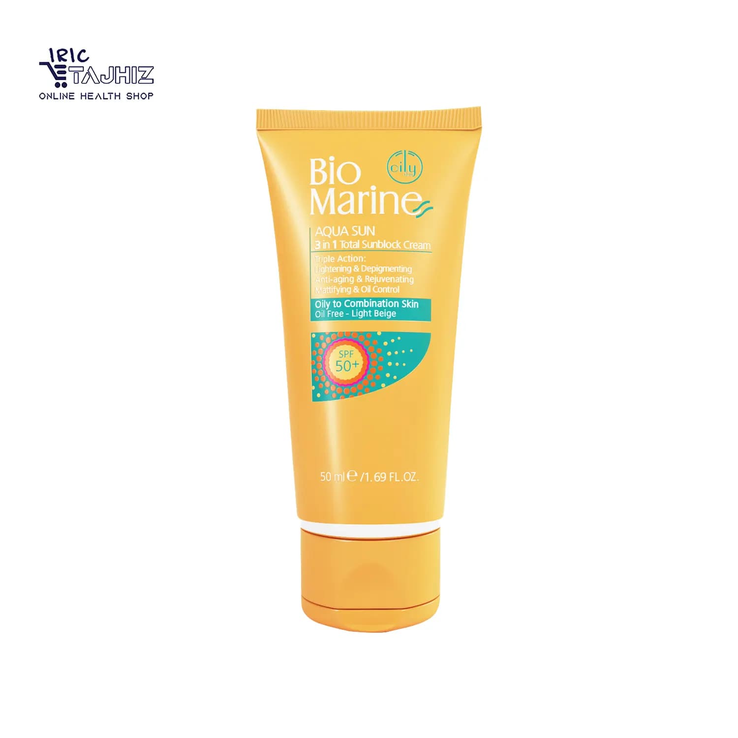 ضد آفتاب بایومارین پوست چرب رنگی بژ روشن SPF50