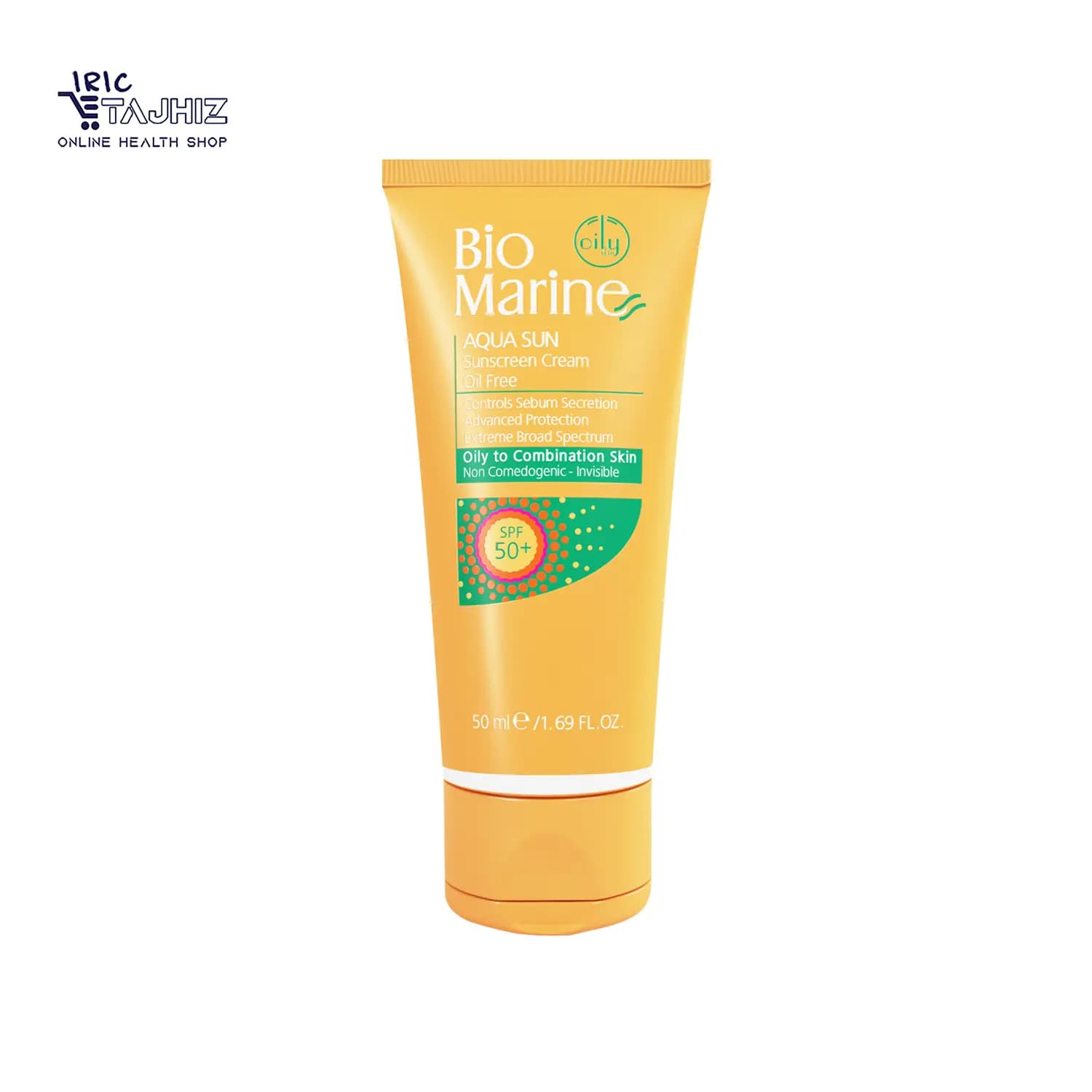 کرم ضد آفتاب بی رنگ پوست چرب بایومارین SPF50
