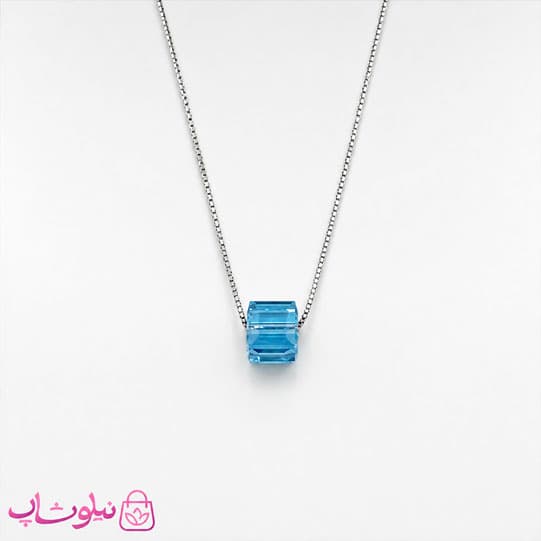 گردنبند زنانه نقره سواروسکی با کریستال آبی کد 1700